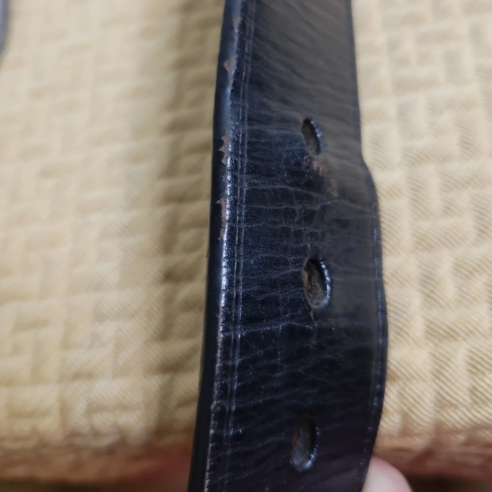 Fossil men's black leather belt size L 44.5in length